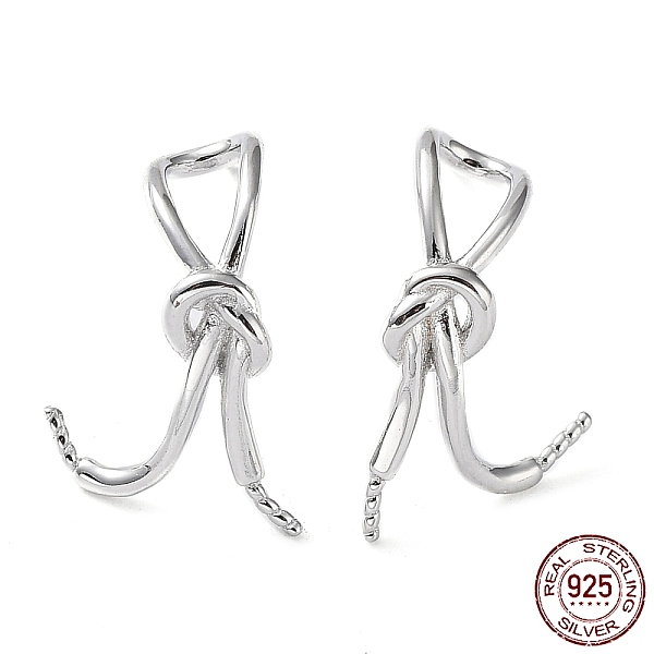 

PandaHall Rhodium Plated 925 Sterling Silver Stud Earring, Knot, Real Platinum Plated, 13x10.5mm, Pin: 0.7mm Sterling Silver Others