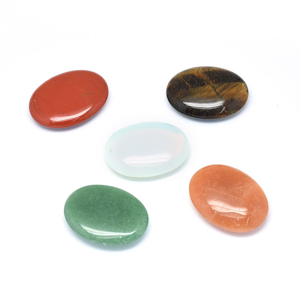 

PandaHall Natural & Synthetic Mixed Stone Oval Palm Stone, Reiki Healing Pocket Stone for Anxiety Stress Relief Therapy, 44~45x33~34x9~12mm...