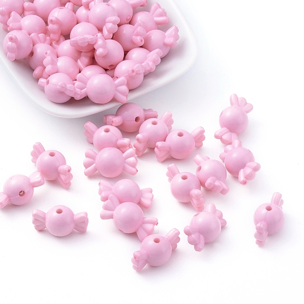 

PandaHall Solid Color Acrylic Beads, Candy, Pearl Pink, 12x21x12mm, Hole: 2mm, about 389pcs/500g Acrylic Candy Pink