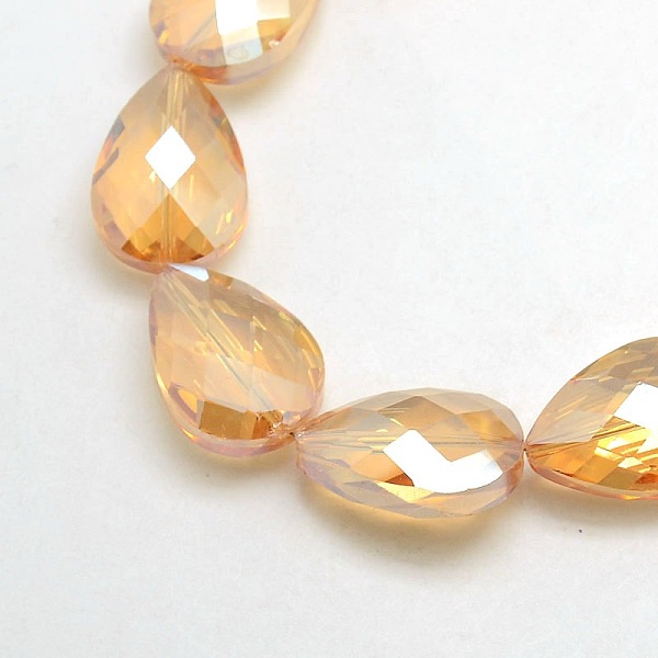 

PandaHall Electroplate Crystal Glass Teardrop Beads Strands, Faceted, Rainbow Color Plated, PeachPuff, 24x17x11mm, Hole: 1mm, about..., Brown