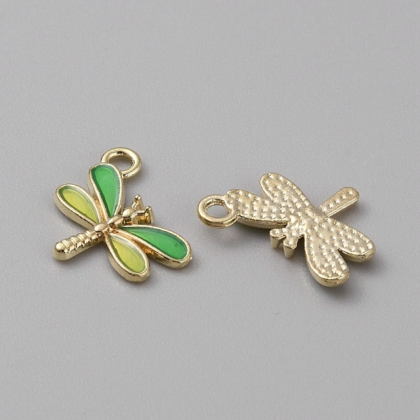 

PandaHall Alloy Enamel Pendants, Light Gold, Dragonfly Charm, Yellow Green, 14x15.5x2mm, Hole: 1.8mm Alloy+Enamel Dragonfly