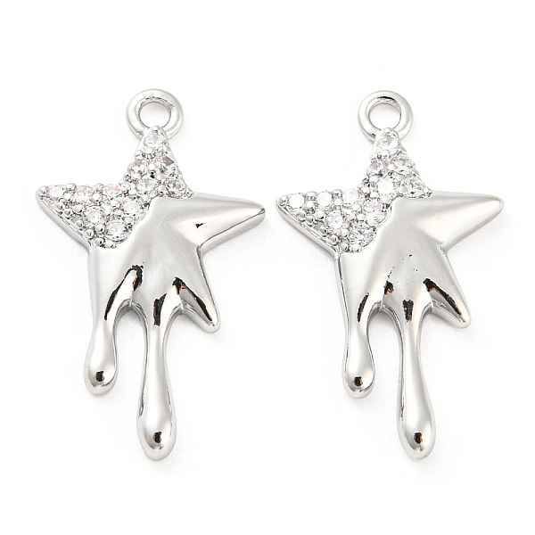 

PandaHall Brass Micro Pave Cubic Zirconia Pendants, Star, Real Platinum Plated, 20.5x12x2.3mm, Hole: 1.4mm Brass+Cubic Zirconia Star Clear