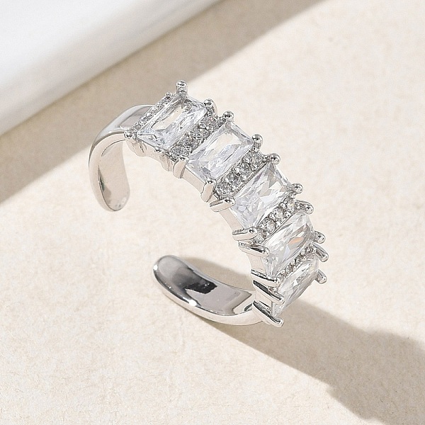 Bagues ouvertes en laiton avec micro pavé de zircones cubiques pour femmes