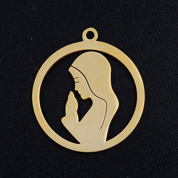 

PandaHall 201 Stainless Steel Pendants, Virgin Mary, Golden, 22.5x20x1mm, Hole: 1.5mm 201 Stainless Steel Human