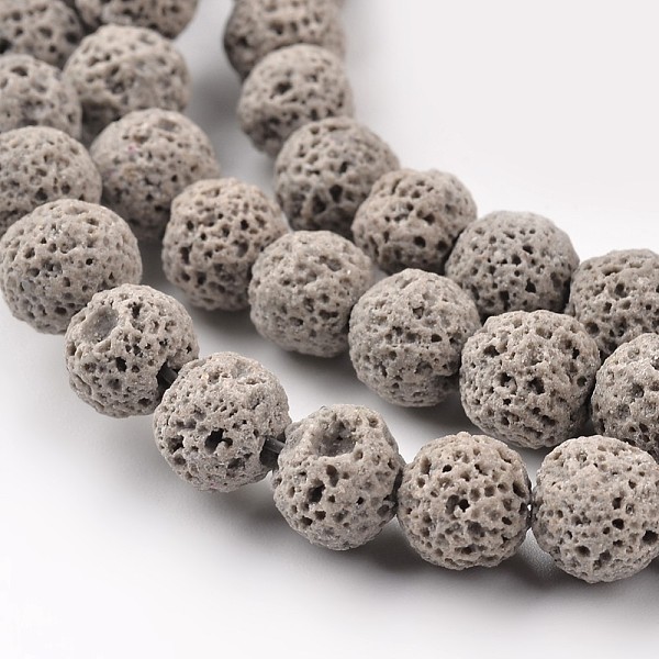 

PandaHall Synthetic Lava Rock Round Beads Strands, Dyed, Gray, 8mm, Hole: 1mm, about 50pcs/strand, 15.7 inch Lava Rock Round Gray