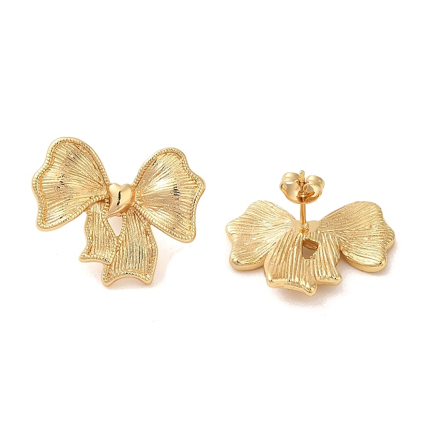 

PandaHall Stripe Bowknot 304 Stainless Steel Stud Earrings for Women, Golden, 21x25mm 304 Stainless Steel Bowknot