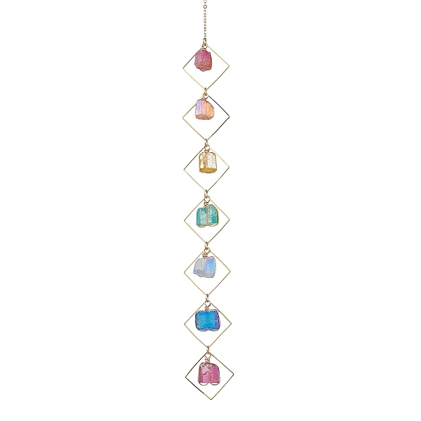 

PandaHall Natural Quartz Pendant Decorations, with Alloy, Colorful, 285mm Quartz