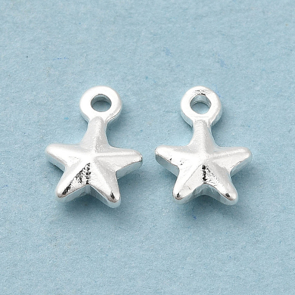 

PandaHall Brass Charms, Cadmium Free & Lead Free, Star Charm, 925 Sterling Silver Plated, 7x5x2mm, Hole: 0.5mm Brass Star