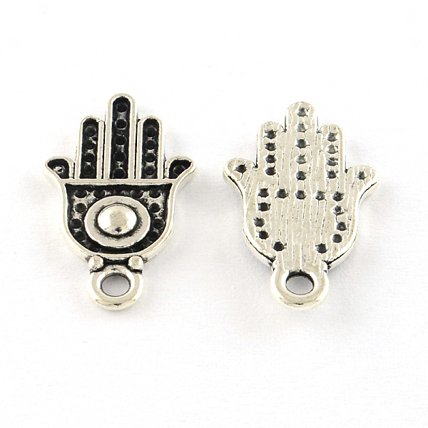 

PandaHall Hamsa Hand/Hand of Fatima/Hand of Miriam Tibetan Style Alloy Pendants, Cadmium Free & Lead Free, Antique Silver, 20x12x2mm, Hole...