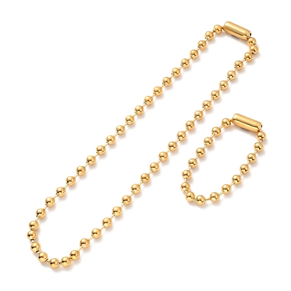

PandaHall Vacuum Plating 304 Stainless Steel Ball Chain Necklace & Bracelet Set, Jewelry Set with Ball Chain Connecter Clasp for Women...