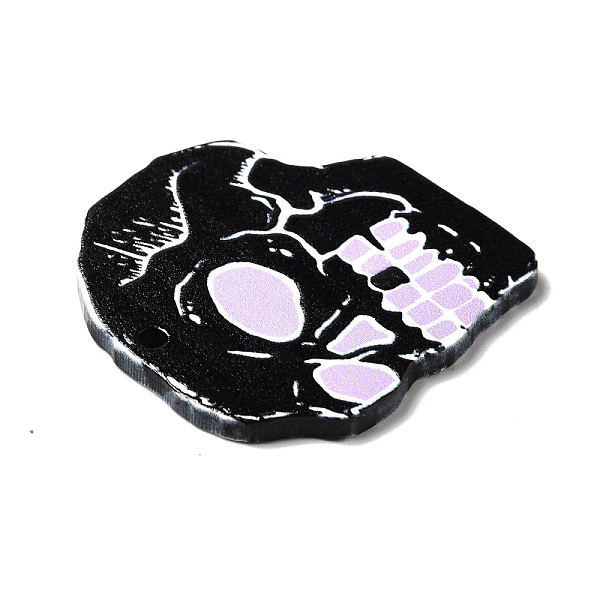 

PandaHall Halloween Acrylic Pendants, for DIY Earring Findings, Skull, Black, 37x34x2.3mm, Hole: 1.8mm Acrylic Skull Black