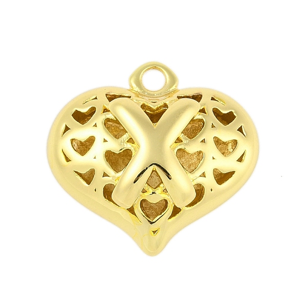 

PandaHall Hollow Brass Pendants for Valentine's Day, Heart with Letter, Real 18K Gold Plated, Letter X, 25x26x13mm, Hole: 2.5mm Brass Letter...
