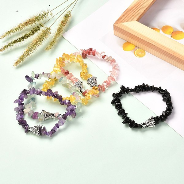 Natural & Synthetic Mixed Gemstone Stretch Bracelet For Men Women