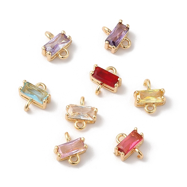 

PandaHall Brass Pave Glass Connector Charms, Rectangle Links, Golden, Mixed Color, 8x7.5x4mm, Hole: 1.2mm Brass+Glass Rectangle Multicolor
