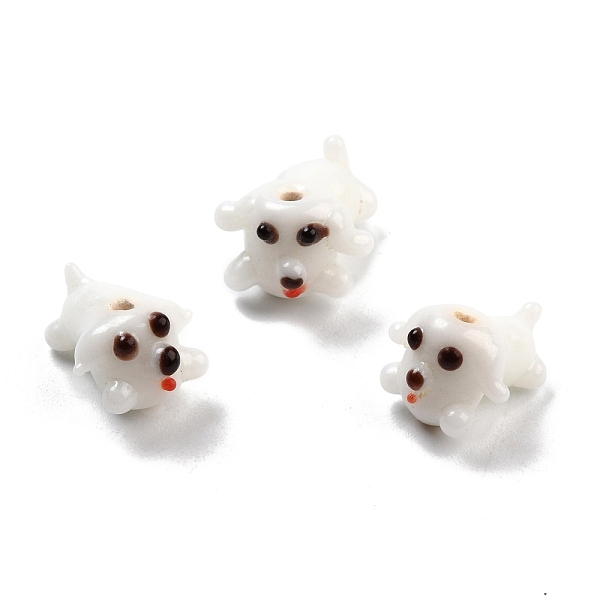 

PandaHall Handmade Lampwork Beads, Cartoon Style, Dog, White, 15~18x14~15x11mm, Hole: 2mm Lampwork Dog White