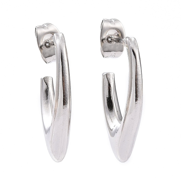 

PandaHall 304 Stainless Steel V-shape Stud Earrings, Half Hoop Earrings for Women, Stainless Steel Color, 21.5x13x3mm, Pin: 0.9mm 304...
