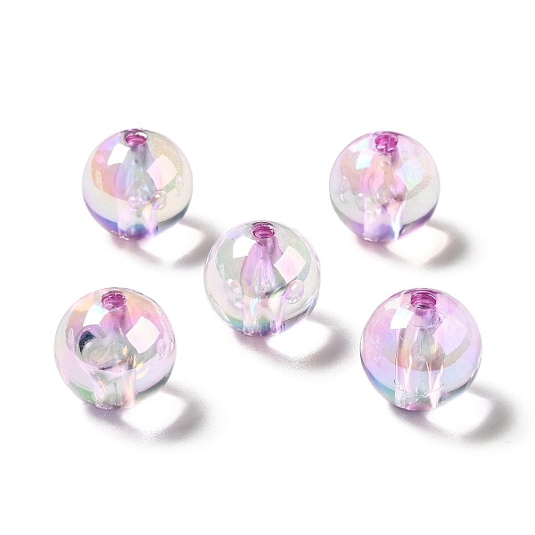 

PandaHall UV Plating Rainbow Iridescent Acrylic Beads, Round, Lilac, 15~15.5x15.5~16mm, Hole: 2.7mm Acrylic Round Purple