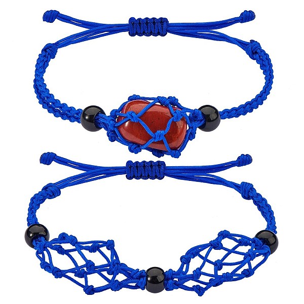 

PandaHall Adjustable Braided Nylon Cord Macrame Pouch Bracelet Making, with Glass Beads, Medium Blue, Inner Diameter: 1-7/8~3-1/4 inch...