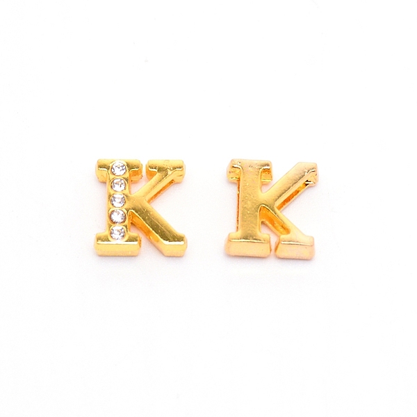 

PandaHall Alloy Slide Charms, with Crystal Rhinestone and Initial Letter A~Z, Letter.K, K: 11.5x14x4mm, Hole: 1.5x8mm Alloy+Rhinestone...