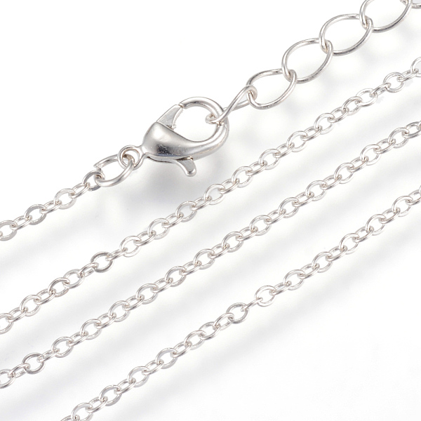 

PandaHall Iron Cable Chains Necklace Making, with Lobster Clasps, Soldered, Platinum, 17.7 inch(45cm) Iron