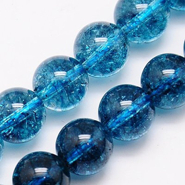 

PandaHall Natural Crackle Quartz Beads Strands, Dyed, Round, Dodger Blue, 8mm, Hole: 1mm, about 46pcs/strand, 15 inch Crackle Quartz Round...
