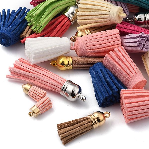 PandaHall Faux Suede Cord Tassel Pendant Decorations, for Cell Phone Straps Making, Mixed Color, 16~83x7~15mm, hole: 1~3mm Faux Suede...