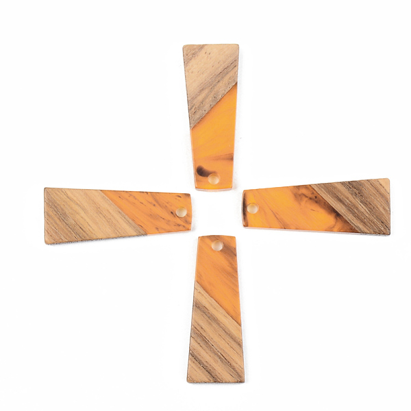 

PandaHall Resin & Walnut Wood Pendants, Trapezoid, Orange, 30x12x3mm, Hole: 2mm Resin+Wood Trapezoid Orange