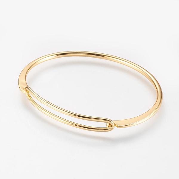 

PandaHall Brass Bangles, Real 18K Gold Plated, 2 inchx2-3/8 inch(49x61mm) Brass