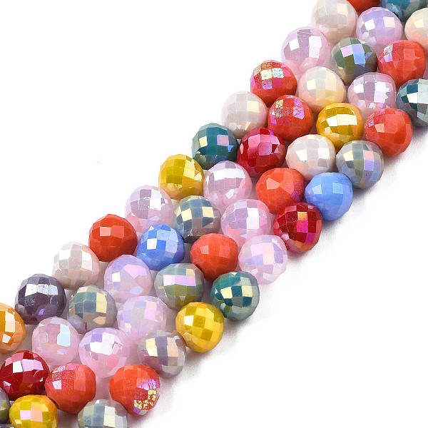 

PandaHall Electroplate Glass Beads Strands, AB Color Plated, Faceted, Teardrop, Mixed Color, 8x7.5mm, Hole: 1.2mm, about 69~70Pcs/strand..., Multicolor