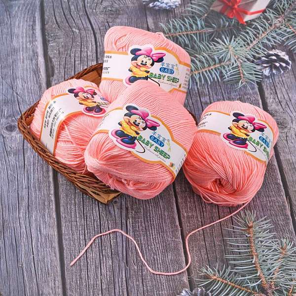 PandaHall Baby Yarns, with Cotton, Silk and Cashmere, Light Salmon, 1mm, about 50g/roll, 6rolls/box Cotton+Silk+Cashmere Red