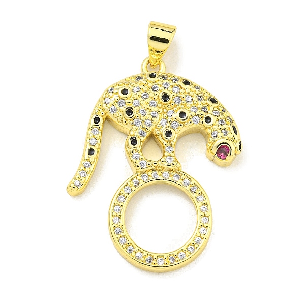 

PandaHall Brass Micro Pave Cubic Zirconia Pendants, Enamel Leopard with Ring Charms, Real 18K Gold Plated, 29x23x3.5mm, Hole: 4x3.5mm..., Clear