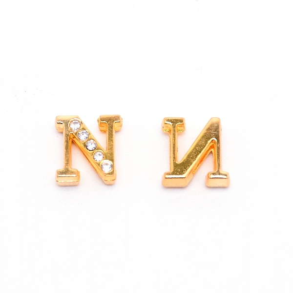 

PandaHall Alloy Slide Charms, with Crystal Rhinestone and Initial Letter A~Z, Letter.N, N: 11.5x11.5x4mm, Hole: 1.5x8mm Alloy+Rhinestone...