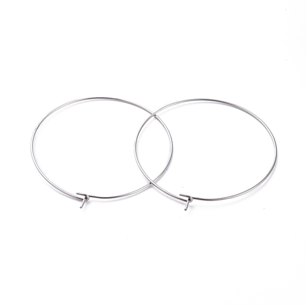 

PandaHall 316 Surgical Stainless Steel Hoop Earring Findings, Wine Glass Charms Findings, Stainless Steel Color, 40x0.7mm, 21 Gauge 316...