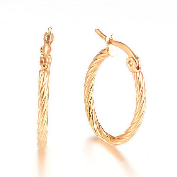 

PandaHall Vacuum Plating 201 Stainless Steel Hoop Earrings, with 304 Stainless Steel Pins, Oval, Golden, 12 Gauge, 28.5x20.5x2mm, Pin: 1mm...