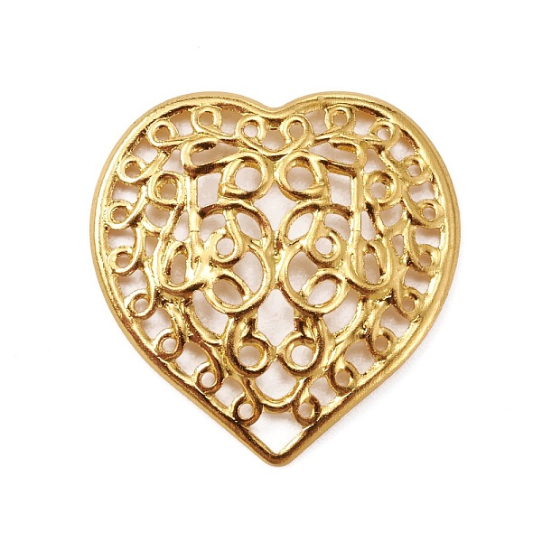 

PandaHall Brass Filigree Joiners, Long-Lasting Plated, Heart, Golden, 21.5x21x1.5mm Brass Heart