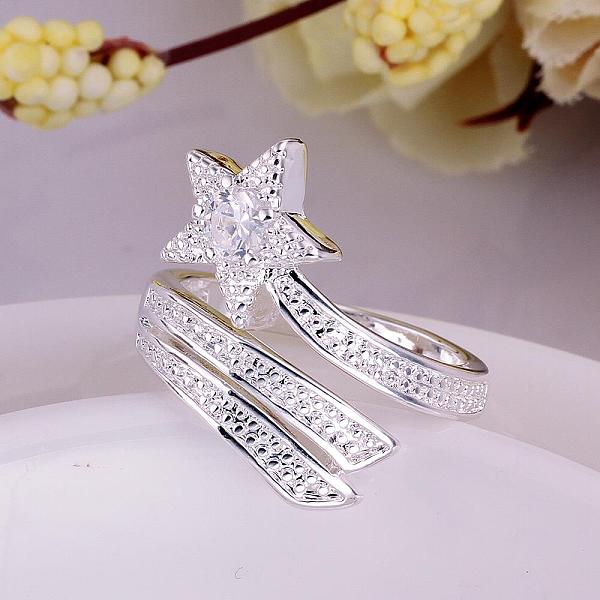 

PandaHall Trendy Star Brass Cubic Zirconia Finger Rings, Silver Color Plated, US Size 8(18.1mm) Brass+Cubic Zirconia Silver