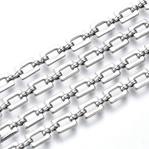

PandaHall Brass Chains, Rectangle Link Chains, Unwelded, with Spool, Platinum, Rectangle: 6.5x4.6x1mm, Link: 5.8x2.5x1.2mm, about 16.4 Feet...