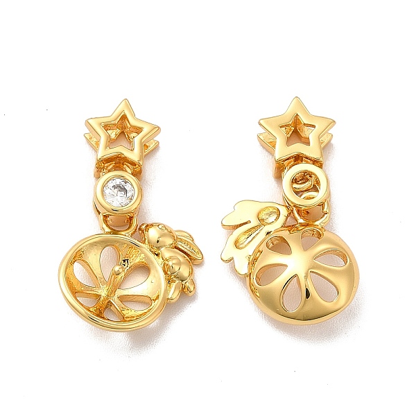 

PandaHall Rack Plating Eco-Friendly Brass Micro Pave Cubic Zirconia Charms, Long-Lasting Plated, Lead Free & Cadmium Free, Star with Rabbit..., Clear