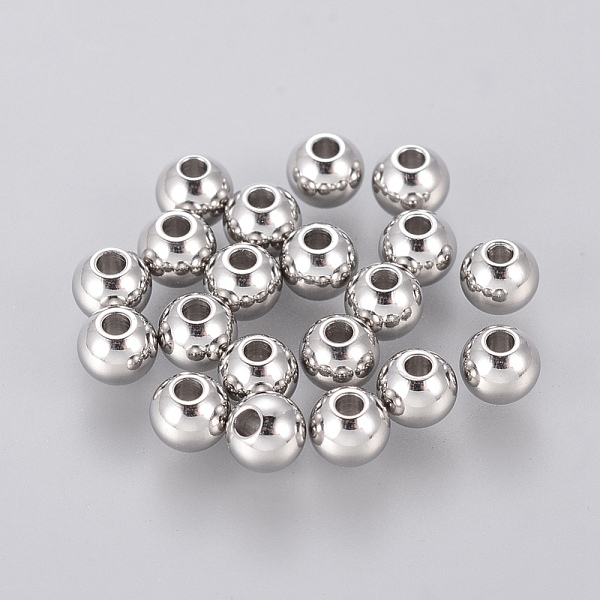 304 Stainless Steel Smooth Round Spacer Beads