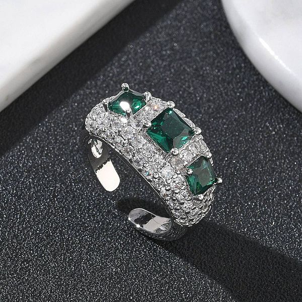 Bagues ouvertes en laiton avec micro pavé de zircones cubiques pour femmes