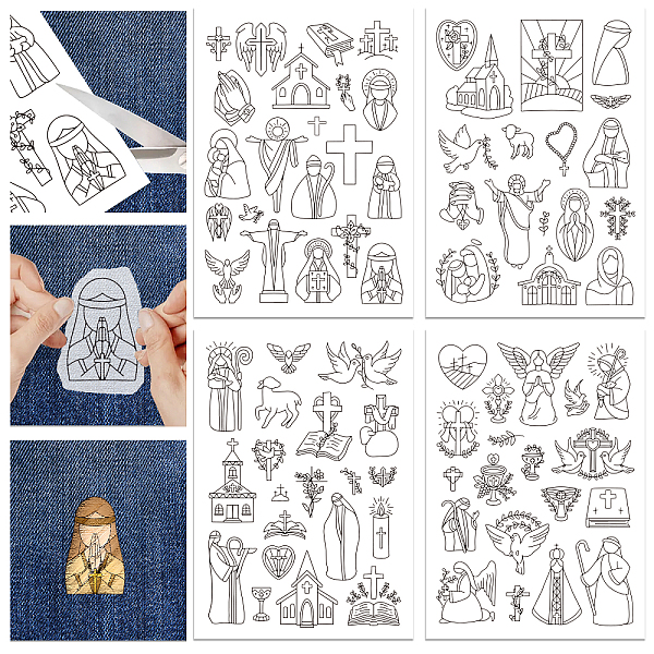 

PandaHall 4 Sheets 11.6x8.2 Inch Stick and Stitch Embroidery Patterns, Non-woven Fabrics Water Soluble Embroidery Stabilizers, 297x210mmm...