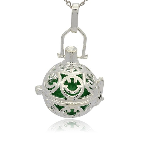 

PandaHall Silver Color Plated Brass Hollow Round Cage Pendants, with No Hole Spray Painted Brass Round Ball Beads, Green, 35x25x21mm, Hole...