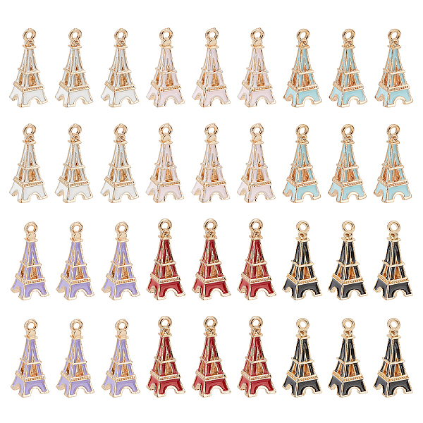 

PandaHall 36 Pcs 6 Colors Eiffel Tower Enamel Pendants, Alloy Enamel Pendants Eiffel Tower Hanging Chrams Keychain Pendants for Bracelets..., Multicolor