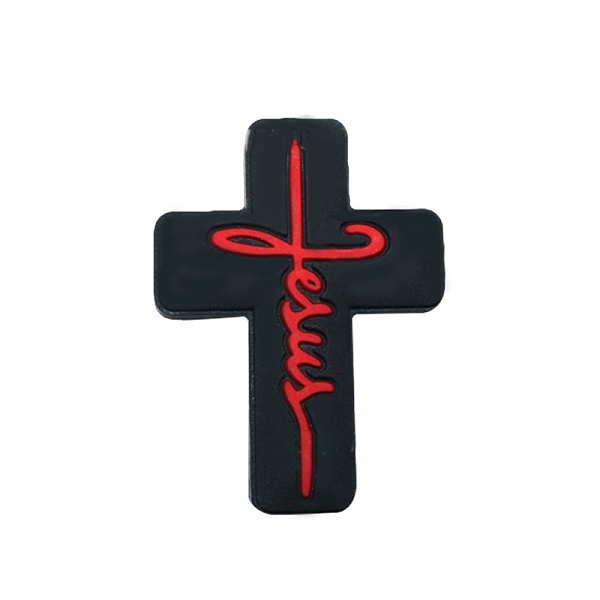

PandaHall Cross with Word Jesus Food Grade Silicone Beads, Silicone Teething Beads, Black, 30x22.2mm Silicone Cross Black