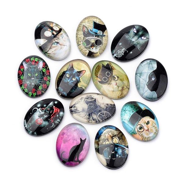 Flat Back Glass Kätzchen Cabochons