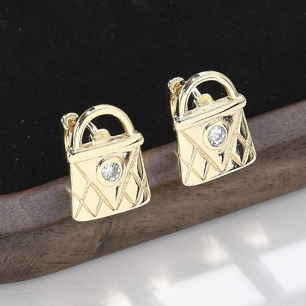 Brass & Glass Hoop Earrings