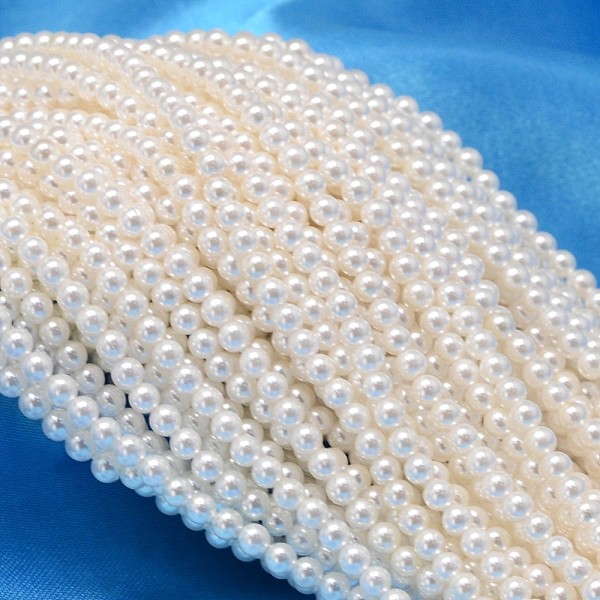 

PandaHall Round Shell Pearl Bead Strands, White, 3mm, Hole: 0.5mm, about 122pcs/strand, 15.74 inch Shell Pearl Round White