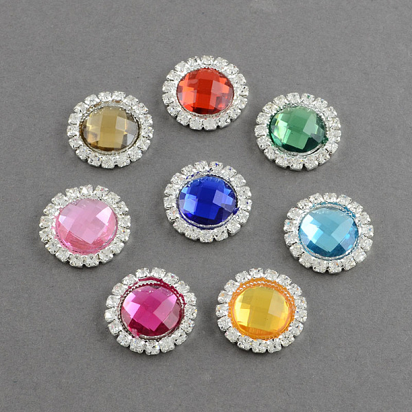 

PandaHall Faceted Dome/Half Round Brass Acrylic Rhinestone Shank Buttons, with Grade A Crystal Rhinestones, 1-Hole, Silver Color Plated..., Multicolor