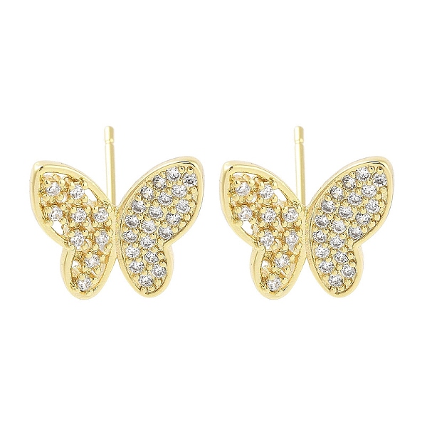 

PandaHall Brass Micro Pave Clear Cubic Zirconia Studs Earring for Women, Butterfly, Real 18K Gold Plated, 12.5x12mm Cubic Zirconia Butterfly...