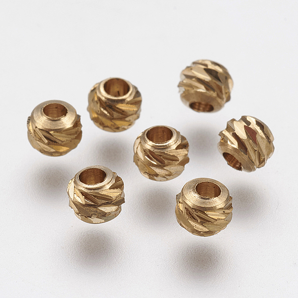 

PandaHall Brass Beads, Round, Fancy Cut, Unplated, 4mm, Hole: 2mm Brass Round